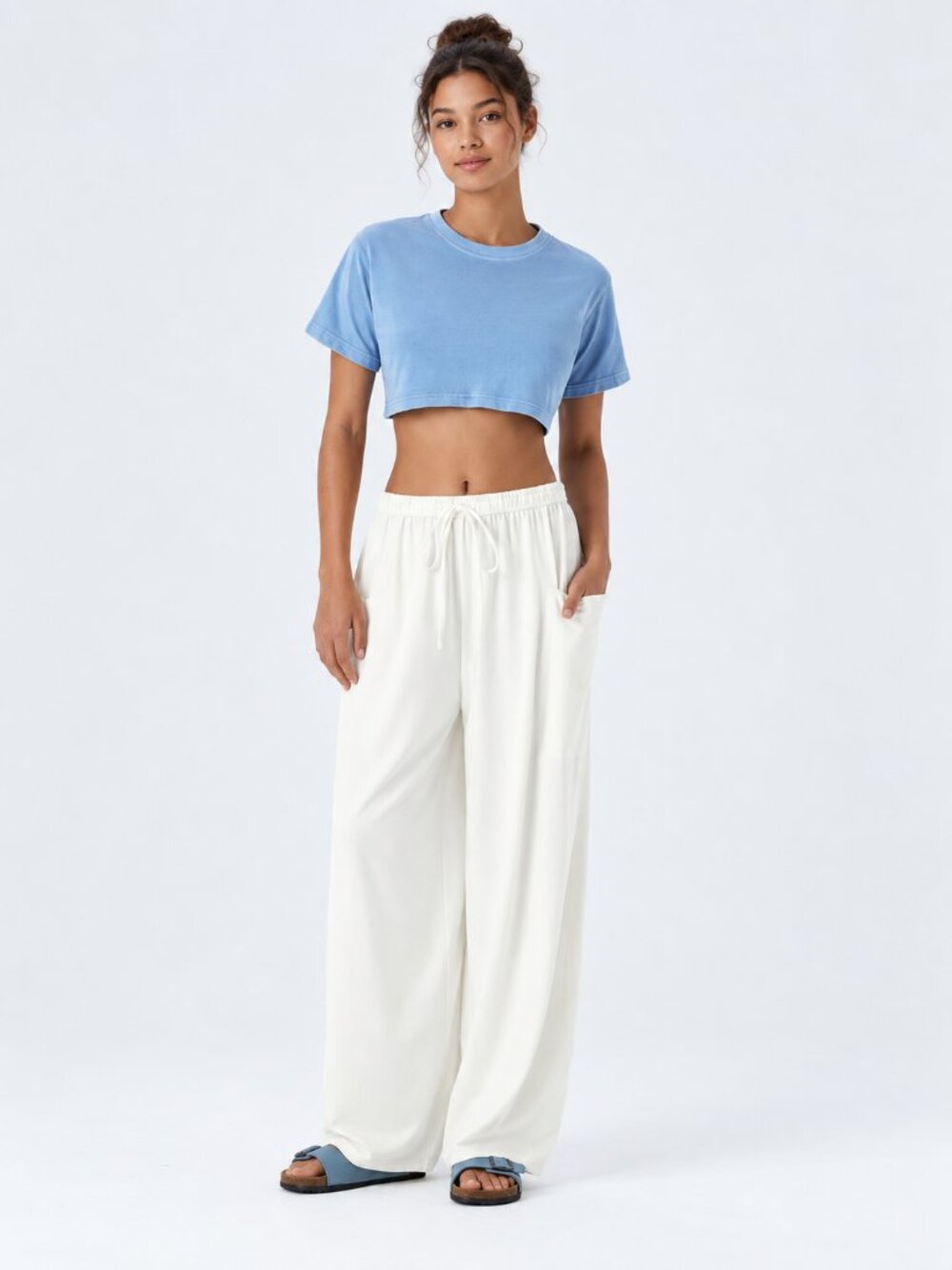 Halara Mid Rise Palazzo Wide Leg Pants Drawstring Pockets Size XL NWT